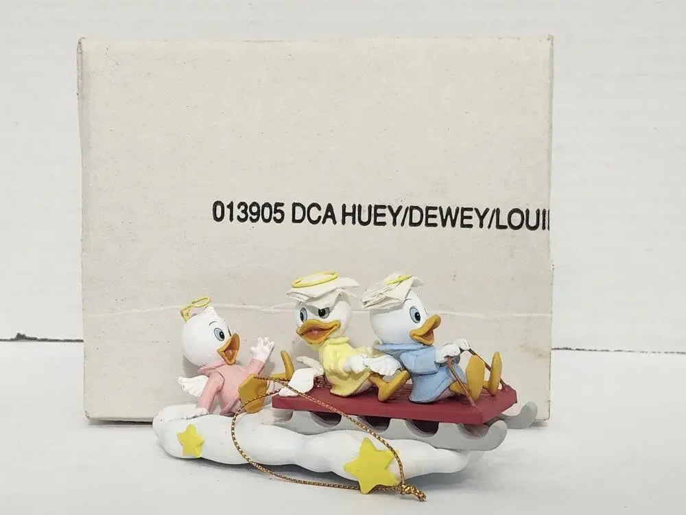 Vintage Disney Huey Dewey Louie Christmas Ornament Boxed Angel Lot